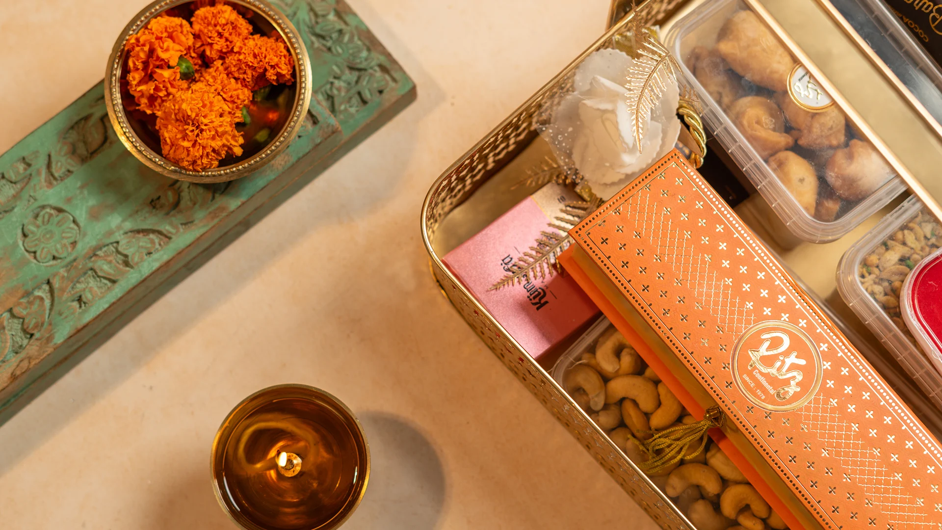 High-resolution background image of a gourmet vegetarian platter